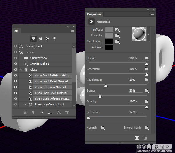 Photoshop利用自带的3D工具制作闪烁的舞厅灯光立体字17