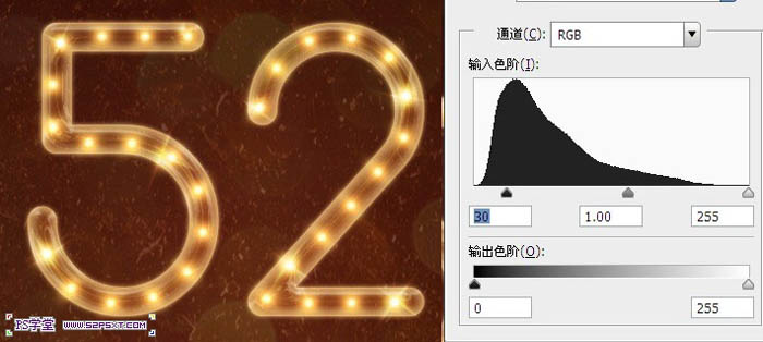 Photoshop设计制作华丽的金色霓虹灯字31