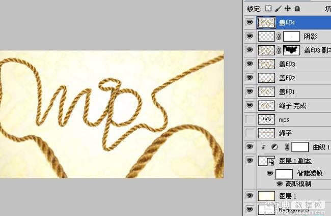 photoshop将利用CS5操控变形工具把绳子扭曲成想要的文字效果23