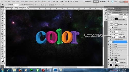 Photoshop 制作绚丽多彩的3D艺术字14