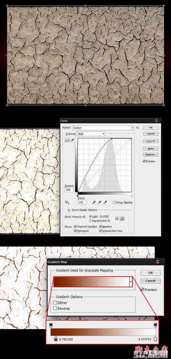 Photoshop设计制作超酷的金色古纹理浮雕字36