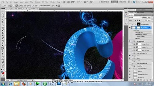 Photoshop 制作绚丽多彩的3D艺术字35