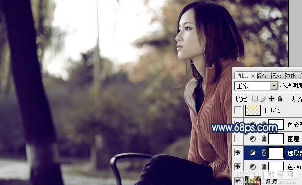 Photoshop制作古典暗青色外景人物图片教程7