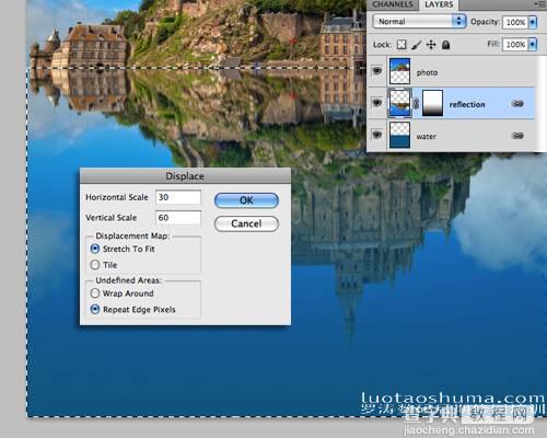 Photoshop将建筑物图片制作出水波倒影效果14