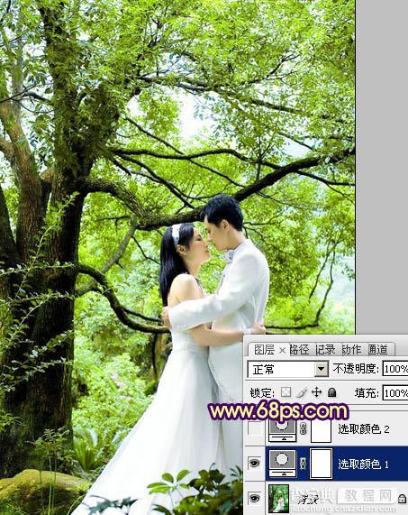 Photoshop为树林婚片加上柔和的黄绿色效果教材5