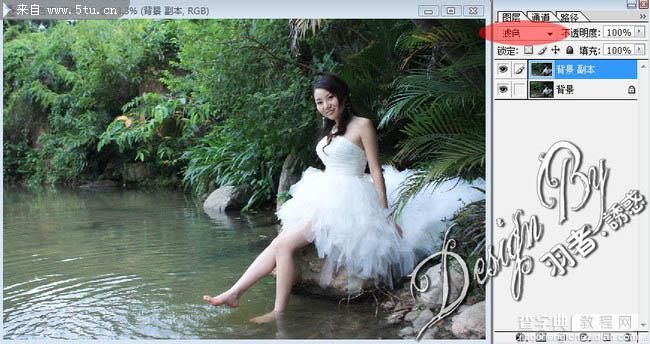 photoshop CMYK模式下调出外景婚片唯美的蓝色调3