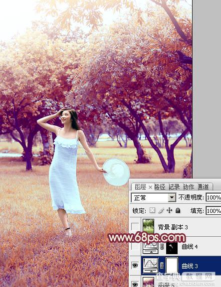 Photoshop为草地上面的美女图片调制出漂亮的秋季蓝橙色效果36