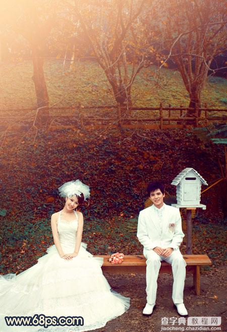 Photosho将公园婚片调制出漂亮的暗红色2