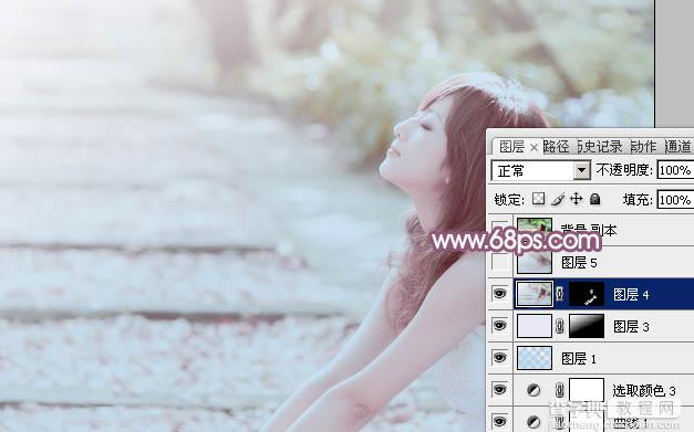 Photoshop将美女图片快速打造出柔和的韩系淡蓝色效果22
