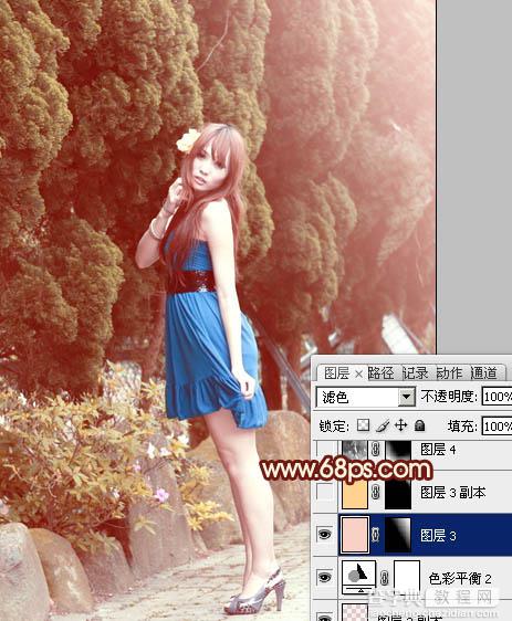 Photoshop为外景美女图片打造出暖暖的红褐色效果24