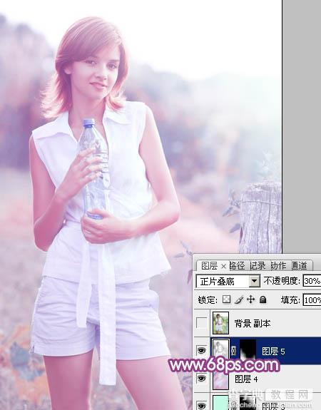 Photoshop将外景清纯美女图片增加上唯美的淡调蓝紫色效果30