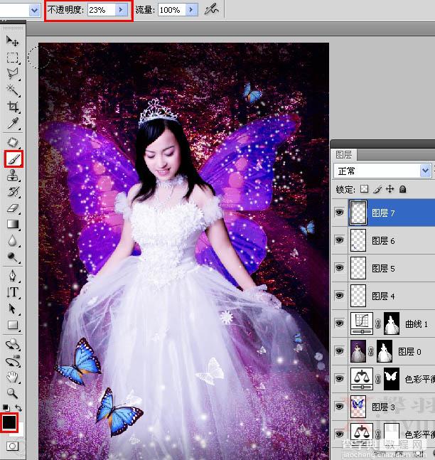 Photoshop制作唯美的粉红色蝴蝶仙子效果教程31