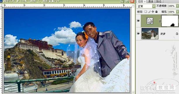 Photoshop 曲线修复暗灰的外景婚片4