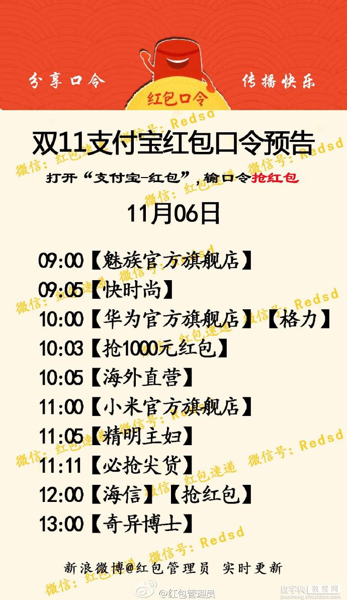 2016年11月6日红包口令大全 11月6日支付宝红包口令1