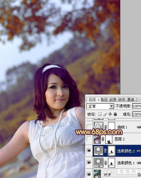 Photoshop将外景美女图片调成绚丽的紫红色11