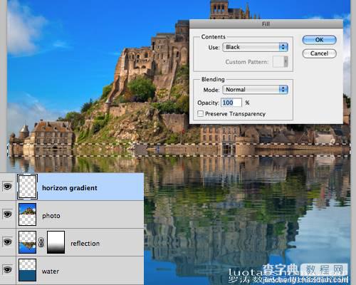 Photoshop将建筑物图片制作出水波倒影效果16