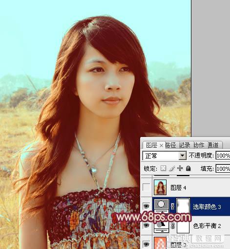 Photoshop将逆光美女图片增加柔和的橙黄色效果24