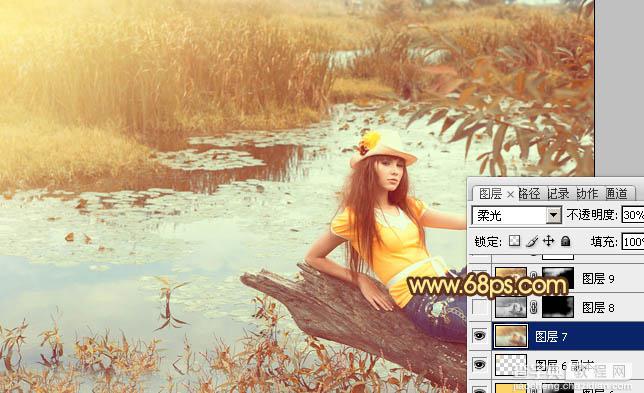 Photoshop为沼泽写真图片加上柔和的暖色效果27