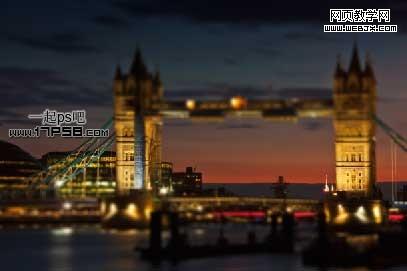 Photoshop将伦敦桥夜景图片制作出移轴镜头特效图片效果实例教程5