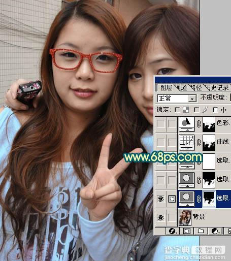 Photoshop 打造甜美的青红色外景人物照片4