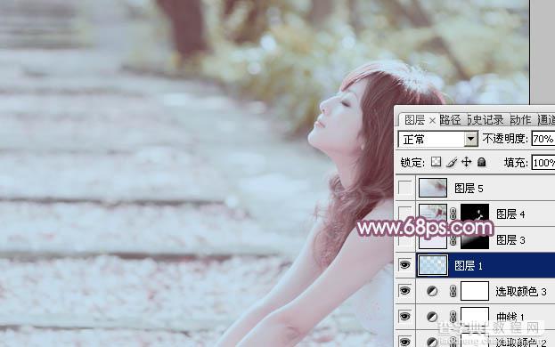Photoshop将美女图片快速打造出柔和的韩系淡蓝色效果20