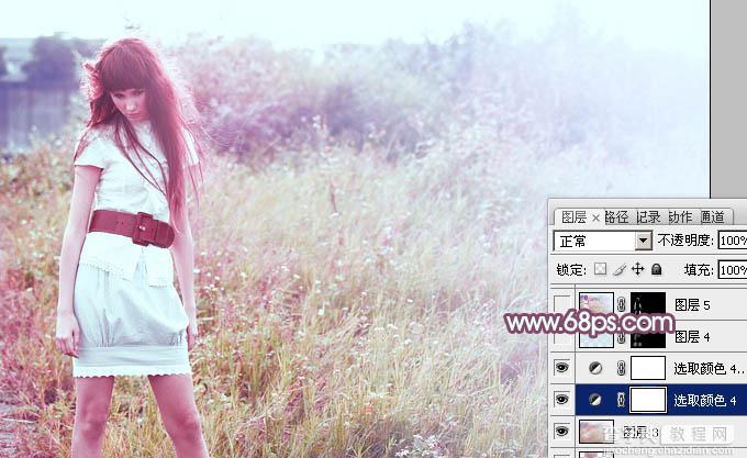 Photoshop将外景人物图片打造出唯美可爱的韩系粉调蓝紫色28