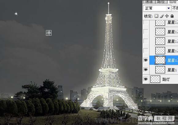 Photoshop 照片转成繁星闪烁夜景效果17