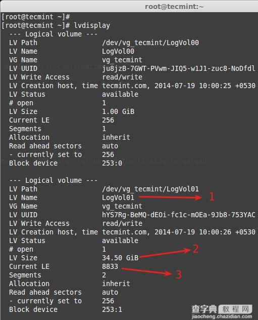 在Linux如何扩增卷组、逻辑卷以及缩减逻辑卷LVM的过程11