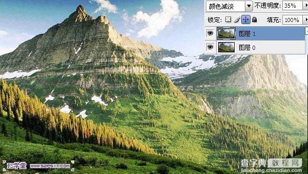 Photoshop将翠绿的夏季图片转为冬季雪山效果4