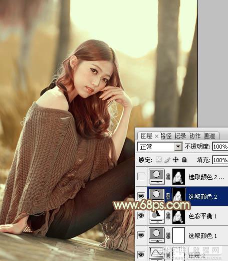 Photoshop为清纯美女图片调制出干净的秋季黄褐色效果22