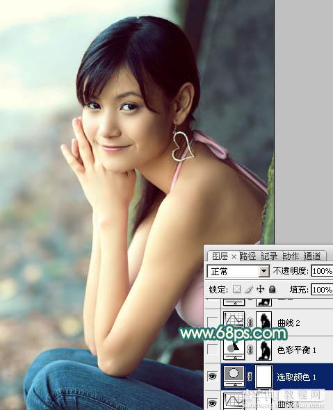 Photoshop为写真人物图片调制出柔美的青红色效果12