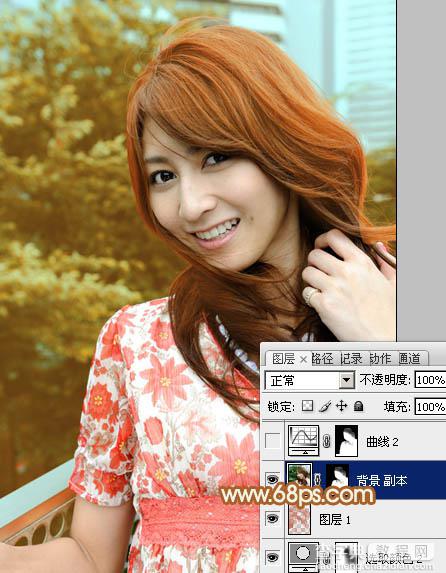 Photoshop为外景人物图片增加上流行的韩系红褐色效果19