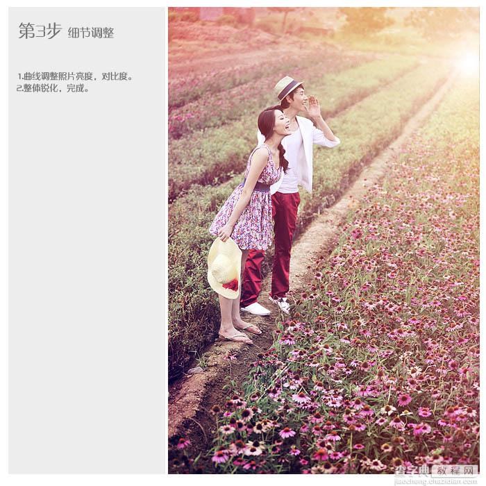 Photoshop为田间情侣图片调制出梦幻的淡紫色效果14