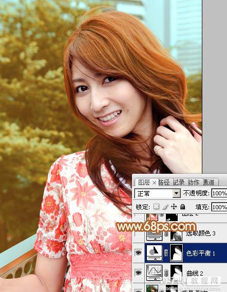 Photoshop为外景人物图片增加上流行的韩系红褐色效果24