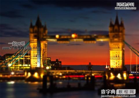 Photoshop将伦敦桥夜景图片制作出移轴镜头特效图片效果实例教程8