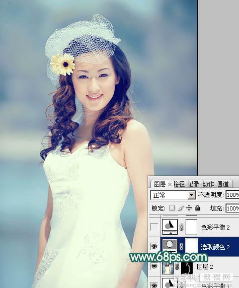 Photoshop为河边人物图片调制出甜美的黄青色22