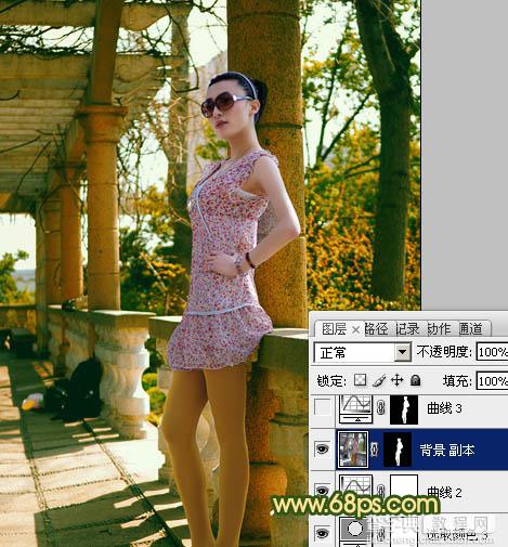 Photoshop为外景美女图片增加上甜美橙绿色27