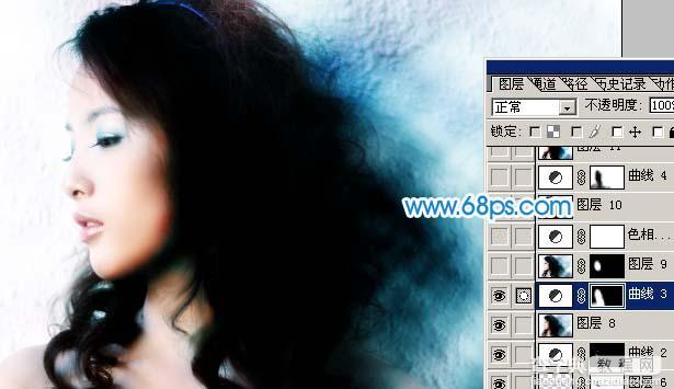 Photoshop 人物照片个性蓝色调19