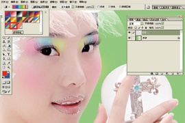 photoshop 给美女加上彩妆及头饰25