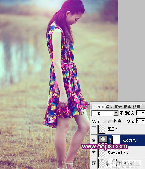 Photoshop为草地美女图片增加上流行的暗调暖色效果32