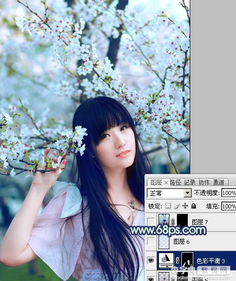 Photoshop为樱花中的美女图片增加粉嫩的蜜糖色32