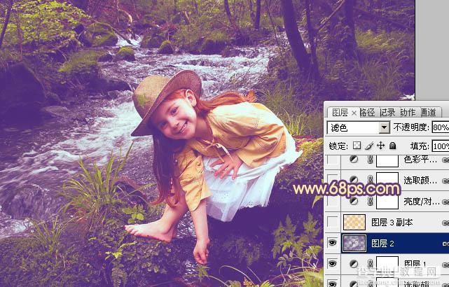 Photoshop为树林女孩图片调制出柔美的暖色调15