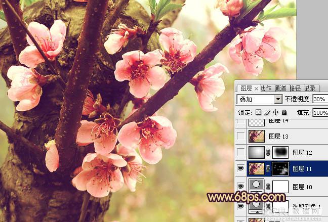 Photoshop调出桃花图片漂亮的粉红色24