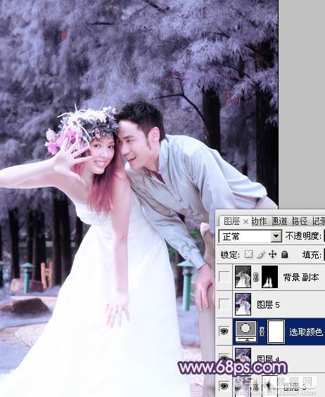 Photoshop将外景婚片打造成浪漫的紫红色20