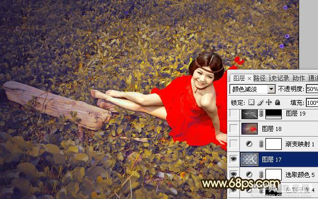 Photoshop将草地婚片调制出柔美的暗调黄褐色效果39