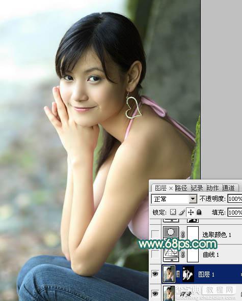 Photoshop为写真人物图片调制出柔美的青红色效果3