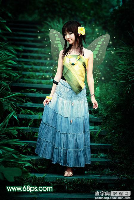 Photoshop 一只绿色的蝴蝶精灵美女2