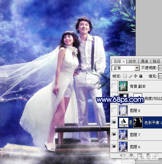 Photoshop将外景婚片调成梦幻的青蓝色20