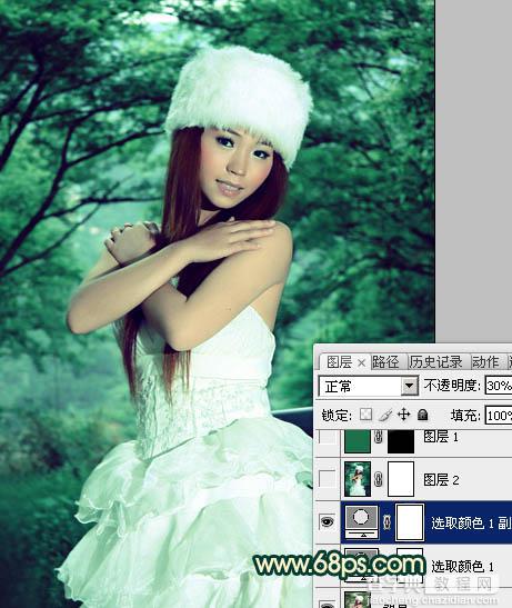 Photoshop将外景美女图片调制出漂亮的暗调青绿色效果9