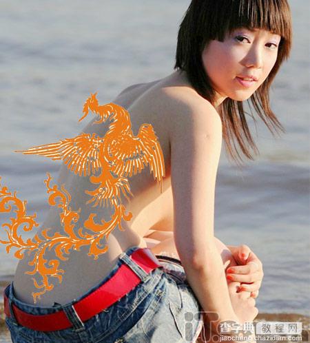 Photoshop教程:为美女添加漂亮的纹身图案4